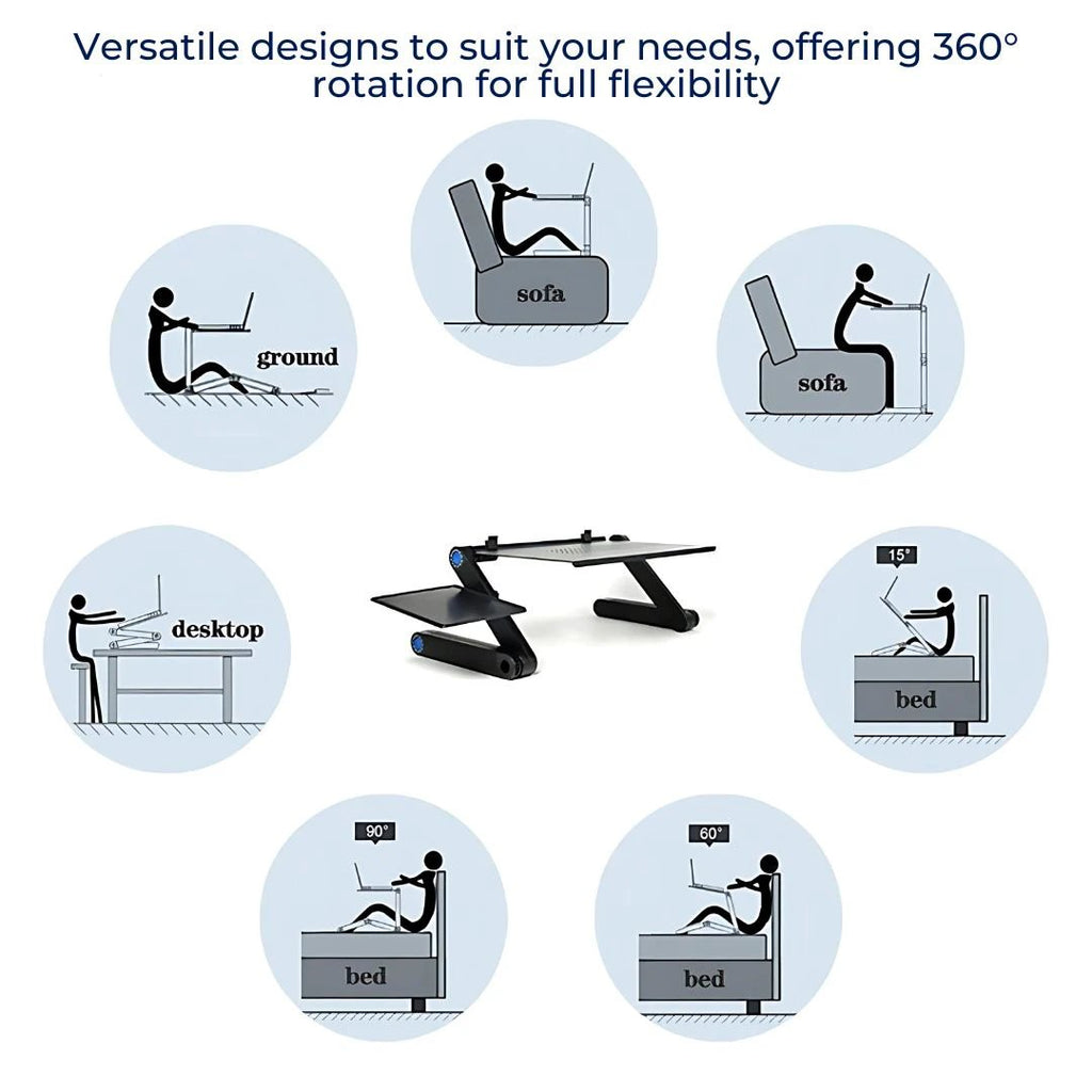 ErgoElevate Adjustable Laptop Stand | for Bed - Couch - Desk - Cooling Function for Comfort and Productivity Bowlift by Bowlift
