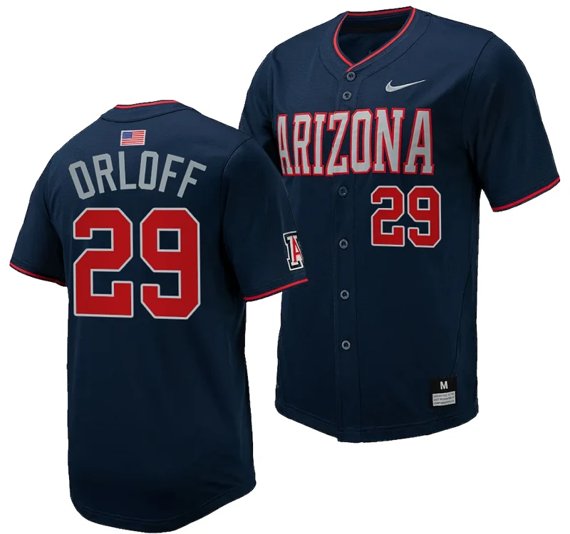 Eric Orloff Jersey #29 Arizona Wildcats Replica Baseball Full-Button Navy by My Store