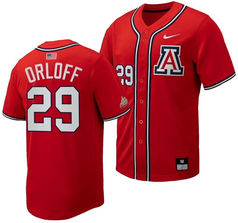 Eric Orloff Jersey #29 Arizona Wildcats Replica Baseball Full-Button Red by My Store