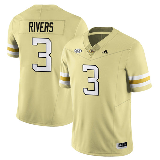 Eric Rivers Jersey #3 Georgia Tech Football 2025 Limited Stitched Gold by NCAA Football Jersey