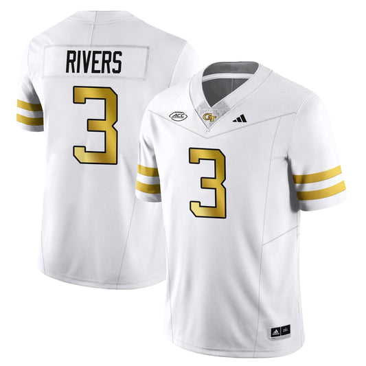 Eric Rivers Jersey #3 Georgia Tech Football 2025 Limited Stitched White by NCAA Football Jersey