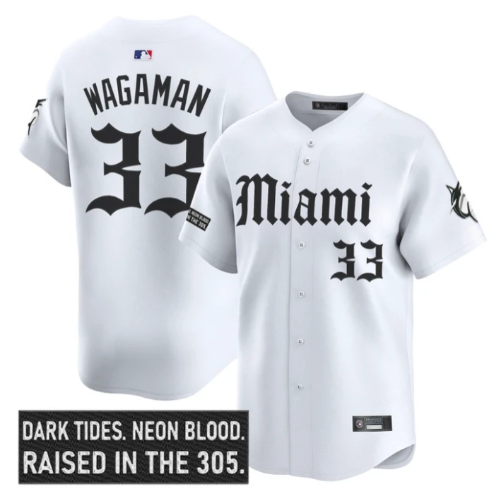 Eric Wagaman Jersey #33 Miami Marlins Gothic Vice Edition Stitched White by My Store
