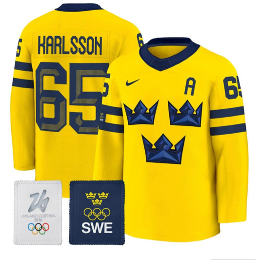 Erik Karlsson Jersey #65 Sweden Olympic 2026 Premium All Stitched by Hockey David
