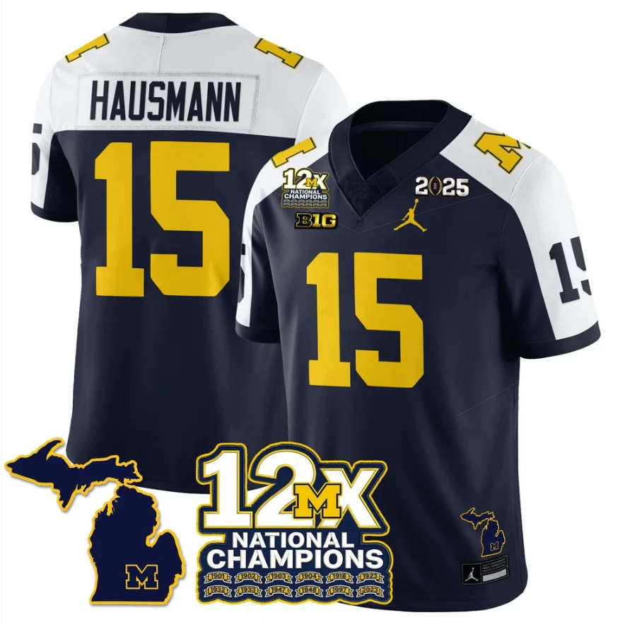 Ernest Hausmann Jersey #15 Michigan Wolverines 12x-Time National Champions by My Store NCAA Football Jerseys