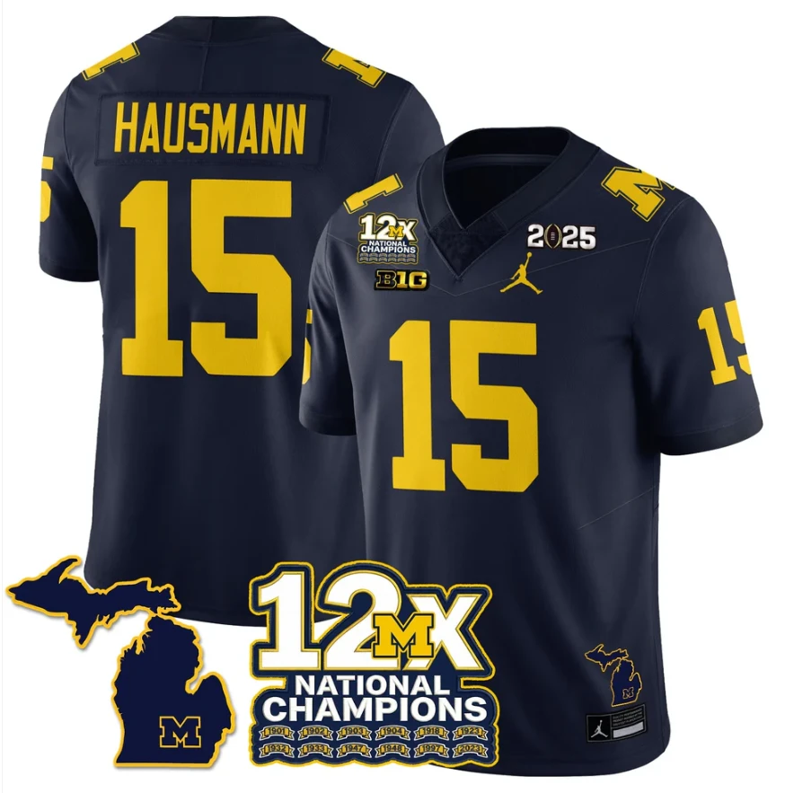Ernest Hausmann Jersey #15 Michigan Wolverines 12x-Time National Champions by My Store NCAA Football Jerseys