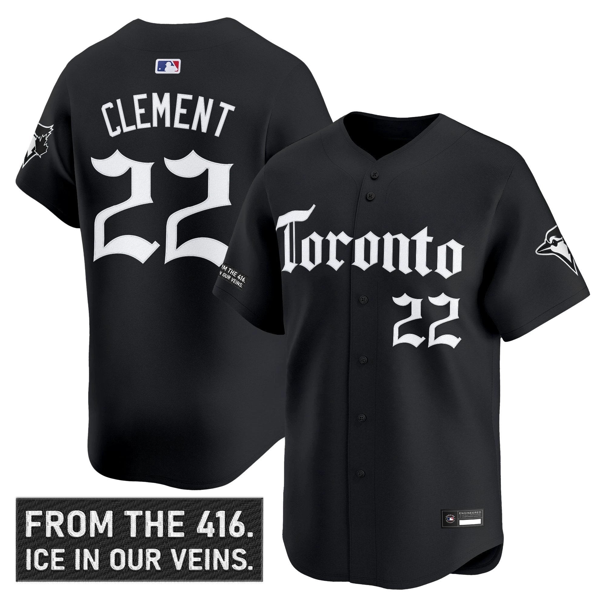 Ernie Clement Jersey #22 Toronto Blue Jays Gothic North Edition Stitched Black by My Store