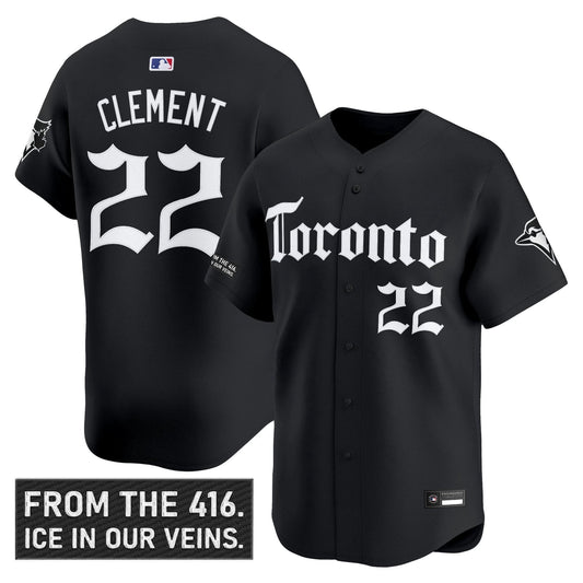 Ernie Clement Jersey #22 Toronto Blue Jays Gothic North Edition Stitched Black by My Store