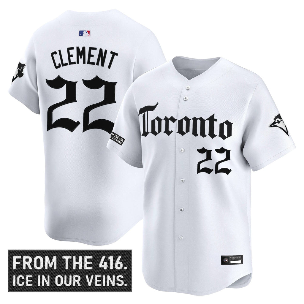 Ernie Clement Jersey #22 Toronto Blue Jays Gothic North Edition Stitched White by My Store