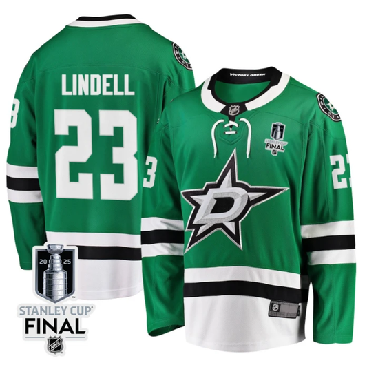 Esa Lindell 23 Dallas Stars 2025 STANLEY CUP Final Patch Home Men Jersey Black by Hockey David