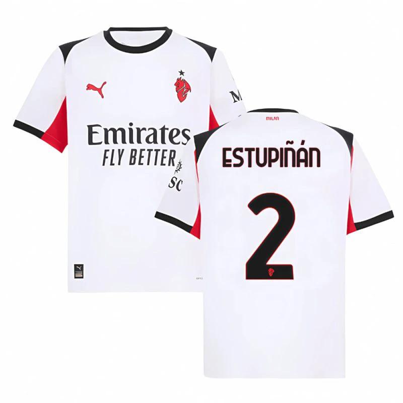 Estupinan #2 AC Milan 2025-26 Away Match Jersey – White by Soccer Jersey