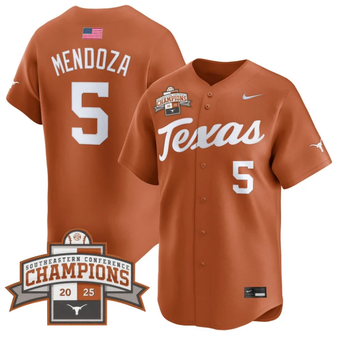 Ethan Mendoza Jersey #5 Texas Longhorns 2025 Southeastern Champions Vapor Stitched Texas Orange by My Store