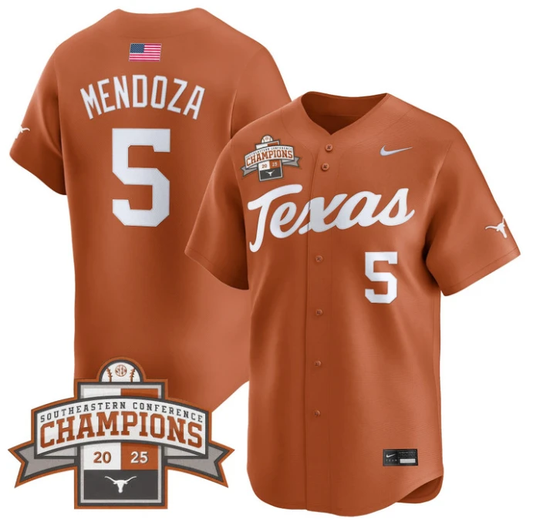 Ethan Mendoza Jersey #5 Texas Longhorns 2025 Southeastern Champions Vapor Stitched Texas Orange by My Store