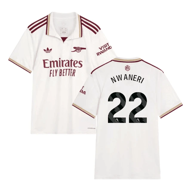 Ethan Nwaneri #22 Arsenal 2025-26 Third Jersey – Cream by Soccer Jersey