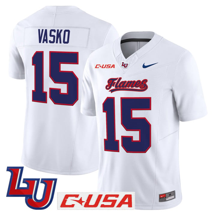 Ethan Vasko Jersey #15 Liberty Flames 2025 Limited Stitched White by NCAA Football Jersey