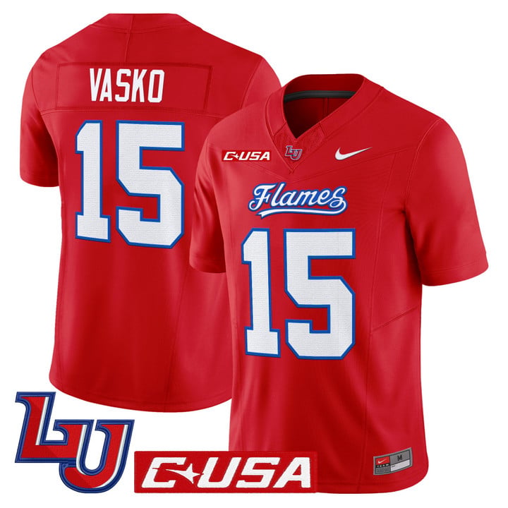 Ethan Vasko Jersey #15 Liberty Flames 2025 Limited Stitched Red by My Store NCAA Football Jerseys