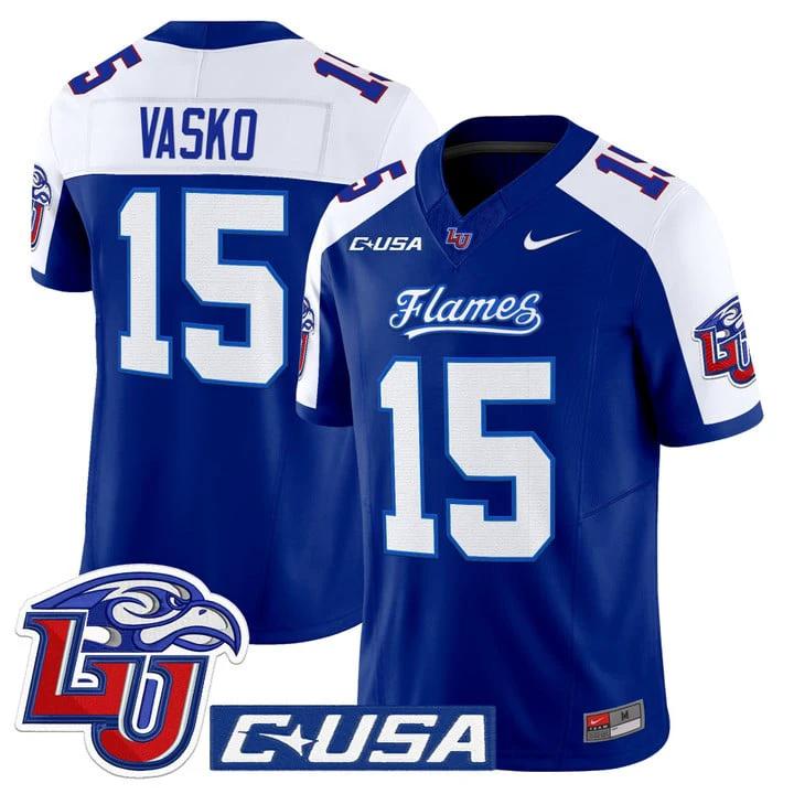 Ethan Vasko Jersey #15 Liberty Flames 2025 Limited Stitched by My Store NCAA Football Jerseys