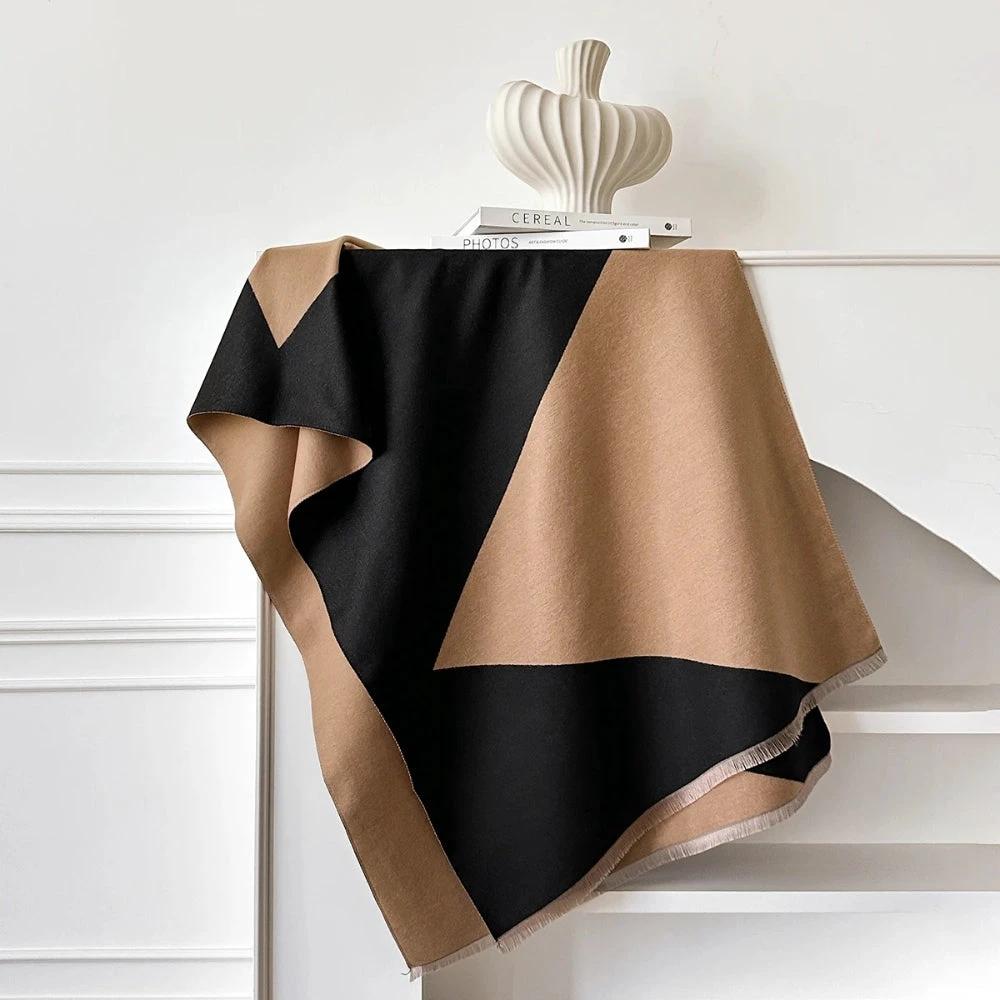 Two Tone Geometric Luxe Shawl Scarf by Casa & Beyond