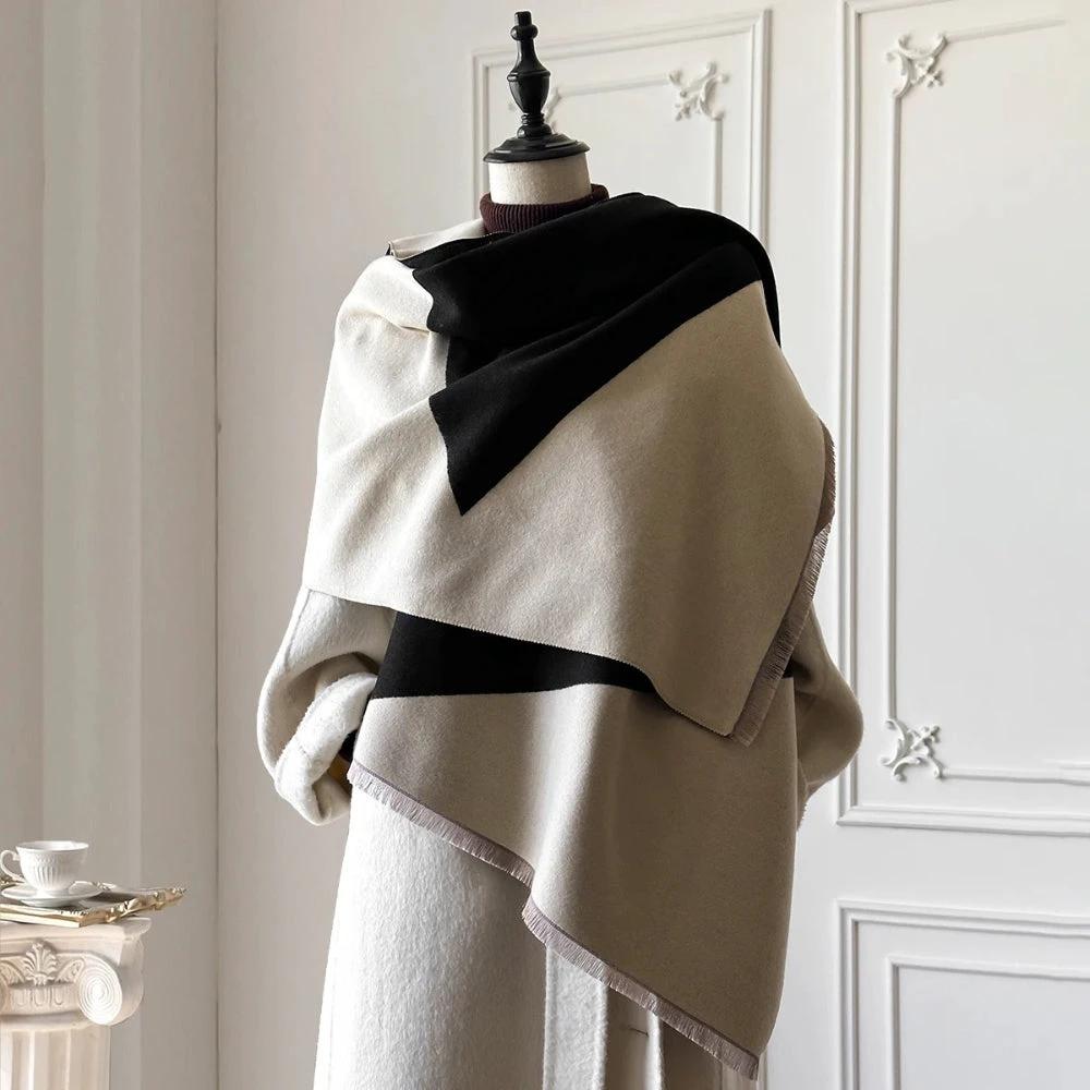 Two Tone Geometric Luxe Shawl Scarf by Casa & Beyond