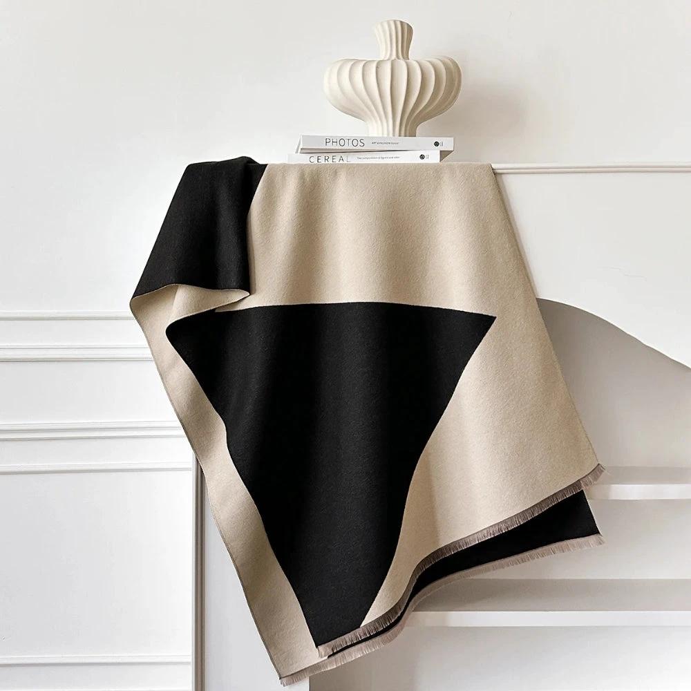 Two Tone Geometric Luxe Shawl Scarf by Casa & Beyond