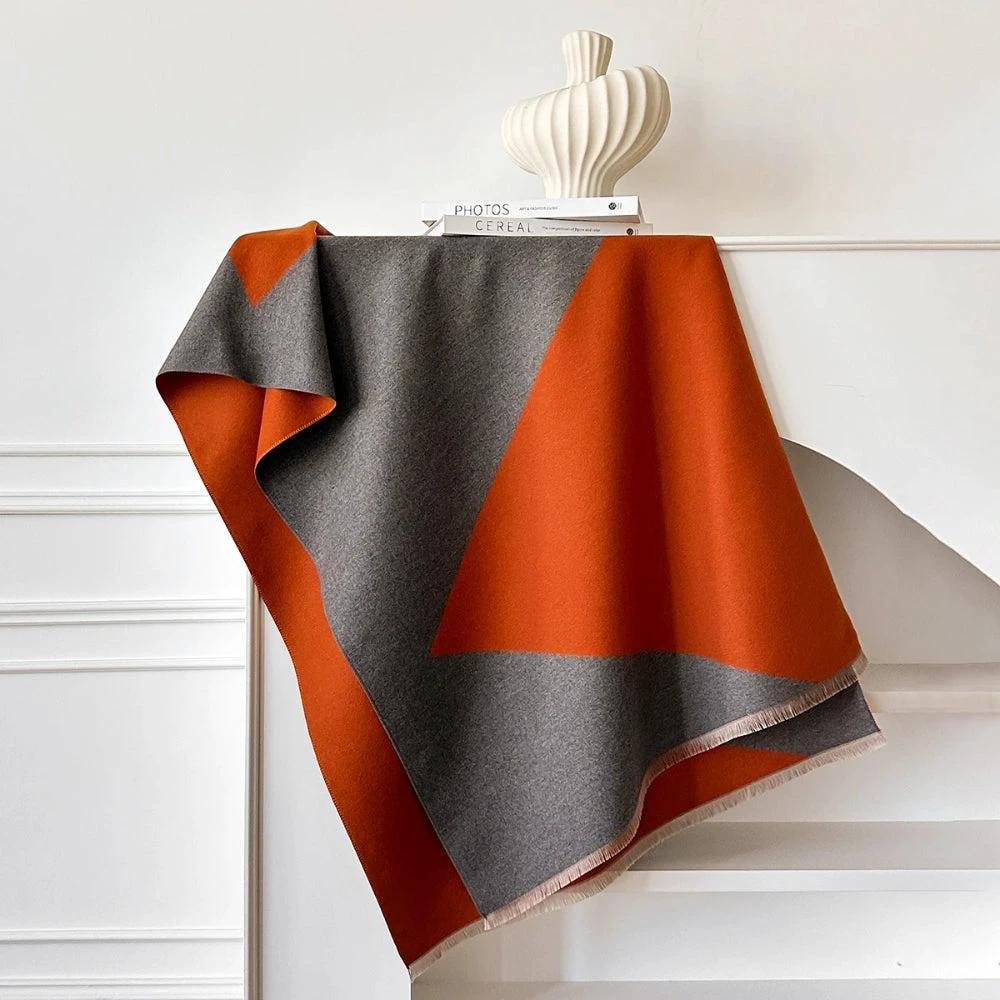 Two Tone Geometric Luxe Shawl Scarf by Casa & Beyond