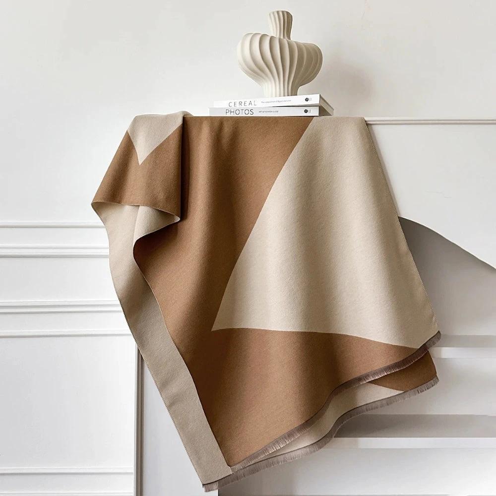 Two Tone Geometric Luxe Shawl Scarf by Casa & Beyond