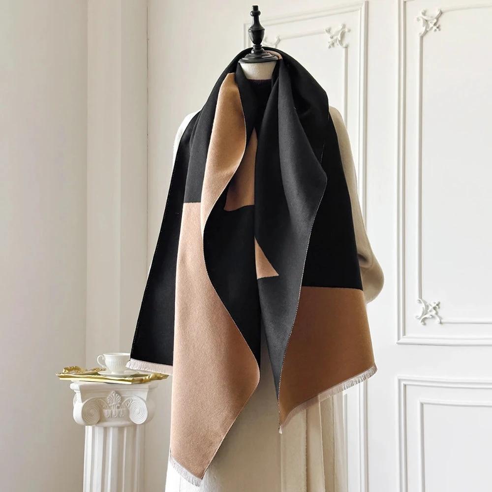 Two Tone Geometric Luxe Shawl Scarf by Casa & Beyond