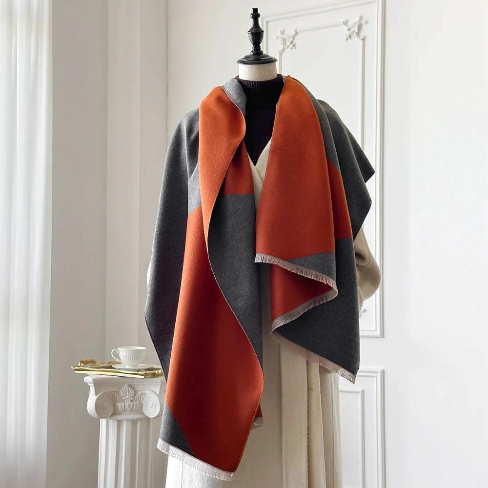 Two Tone Geometric Luxe Shawl Scarf by Casa & Beyond