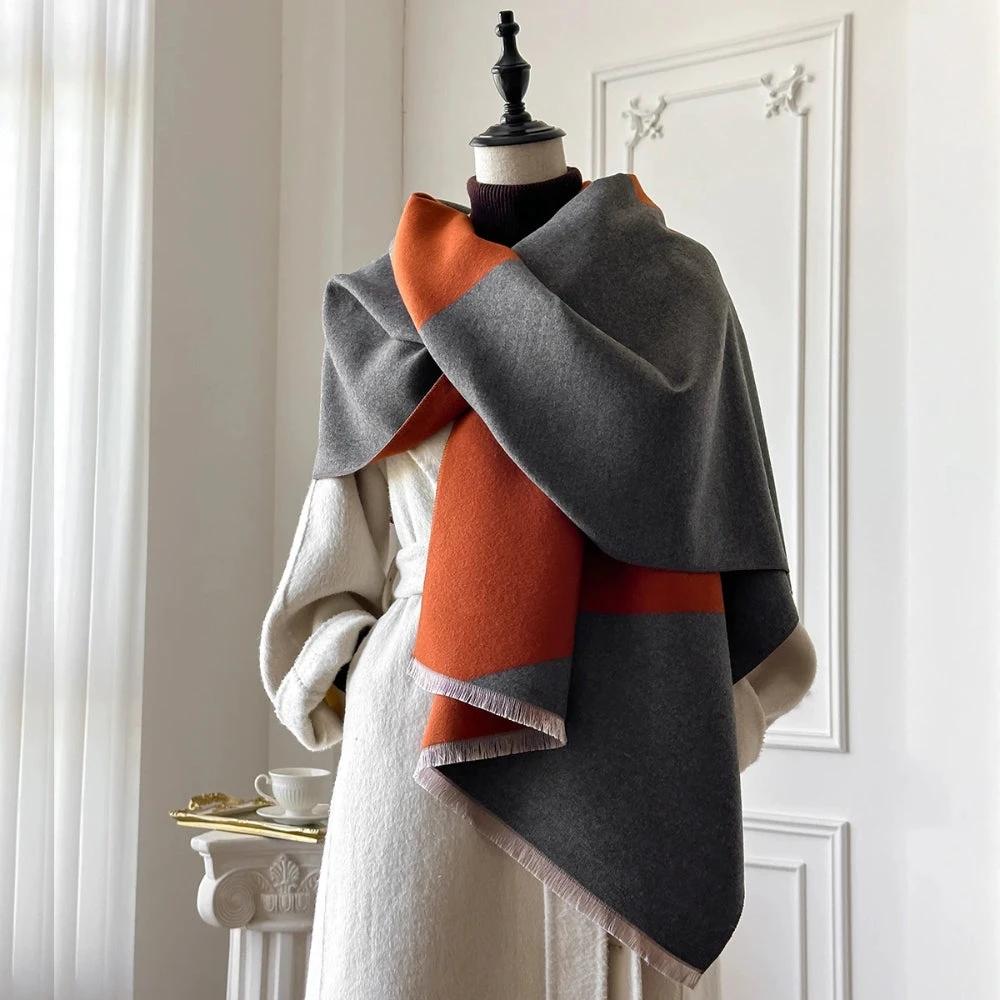 Two Tone Geometric Luxe Shawl Scarf by Casa & Beyond