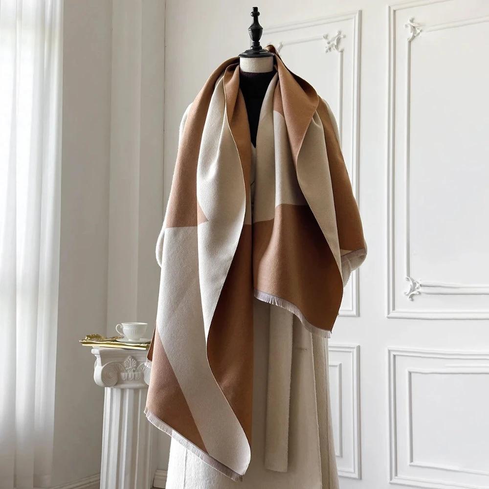 Two Tone Geometric Luxe Shawl Scarf by Casa & Beyond