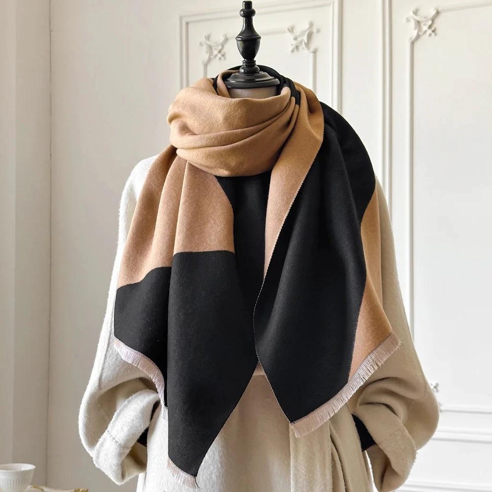 Two Tone Geometric Luxe Shawl Scarf by Casa & Beyond