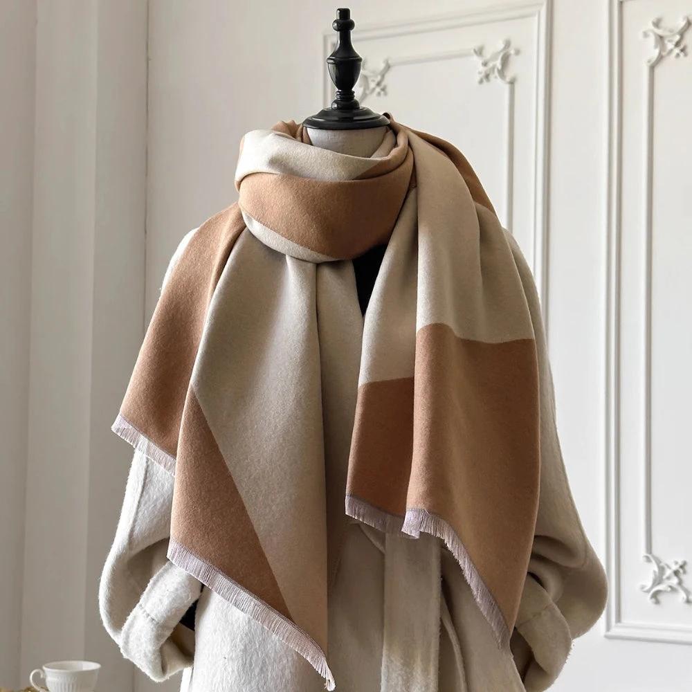 Two Tone Geometric Luxe Shawl Scarf by Casa & Beyond