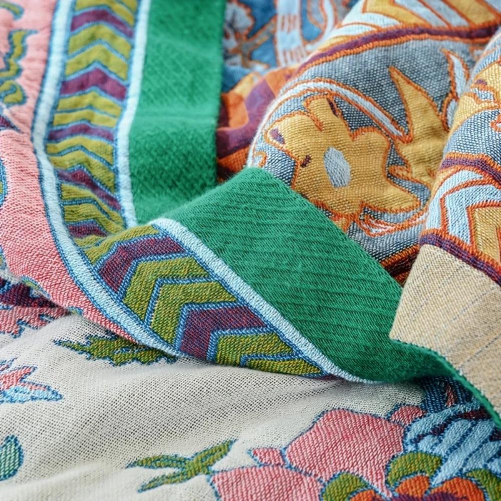 European Floral Reversible Blanket | 100% Cotton Blanket by Casa & Beyond