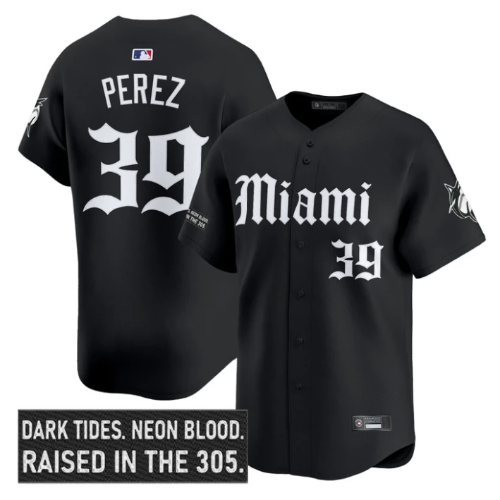 Eury Perez Jersey #39 Miami Marlins Gothic Vice Edition Stitched Black by My Store