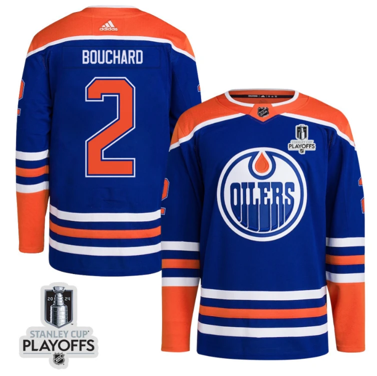 Evan Bouchard 2 Edmonton Oilers 2024 NHL Playoffs Patch Home Jersey - Men by Hockey David