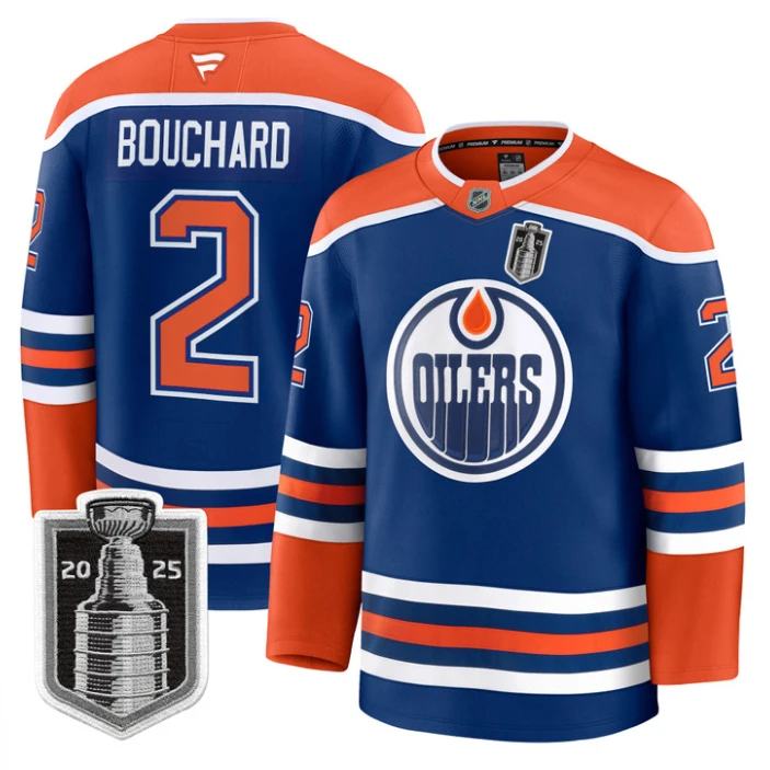 Evan Bouchard Jersey #2 Edmonton Oilers 2025 Stanley Cup Final Stitched Home by Hockey David