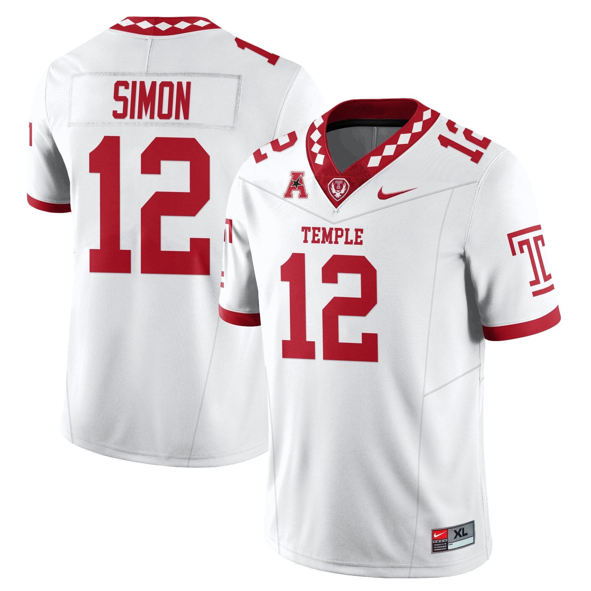 Evan Simon Jersey #12 Temple Football 2025 Vapor Limited Stitched White by NCAA Football Jersey