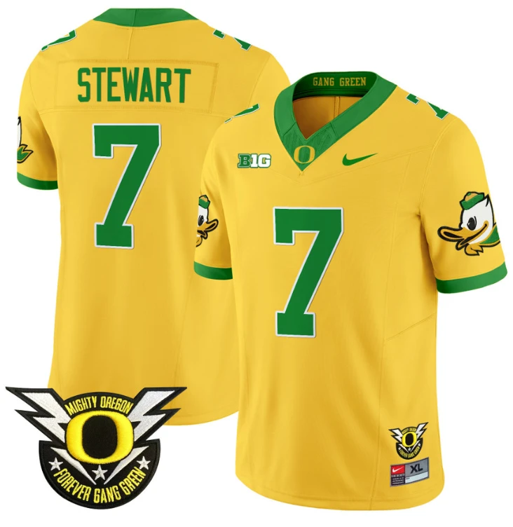Evan Stewart Jersey #7 Oregon Duck Forever Gang Green Football Gold by My Store