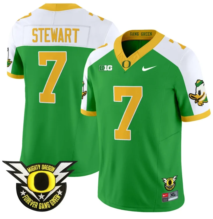 Evan Stewart Jersey #7 Oregon Duck Forever Gang Green Football Green Alternate by My Store