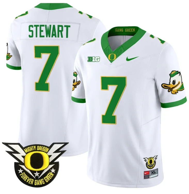 Evan Stewart Jersey #7 Oregon Duck Forever Gang Green Football White by My Store
