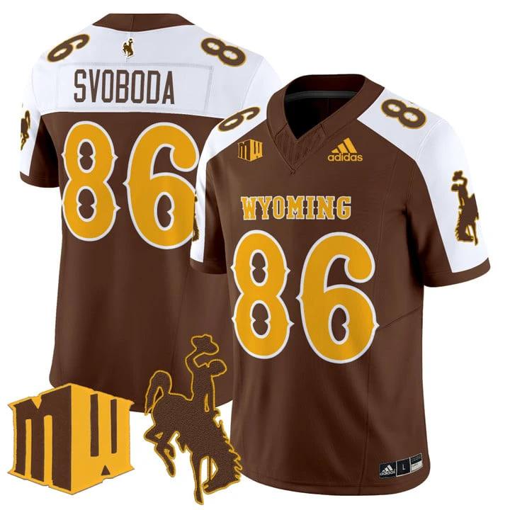 Evan Svoboda Jersey #86 Wyoming Cowboys 2025 Vapor Limited Stitched Brown Alter by My Store NCAA Football Jerseys