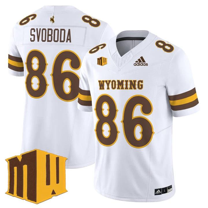 Evan Svoboda Jersey #86 Wyoming Cowboys 2025 Vapor Limited Stitched White by NCAA Football Jersey