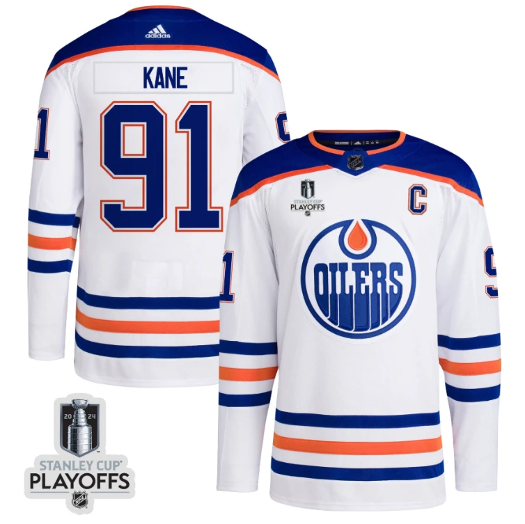 Evander Kane 91 Edmonton Oilers 2024 NHL Playoffs Patch Away Jersey - Men, White by Hockey David