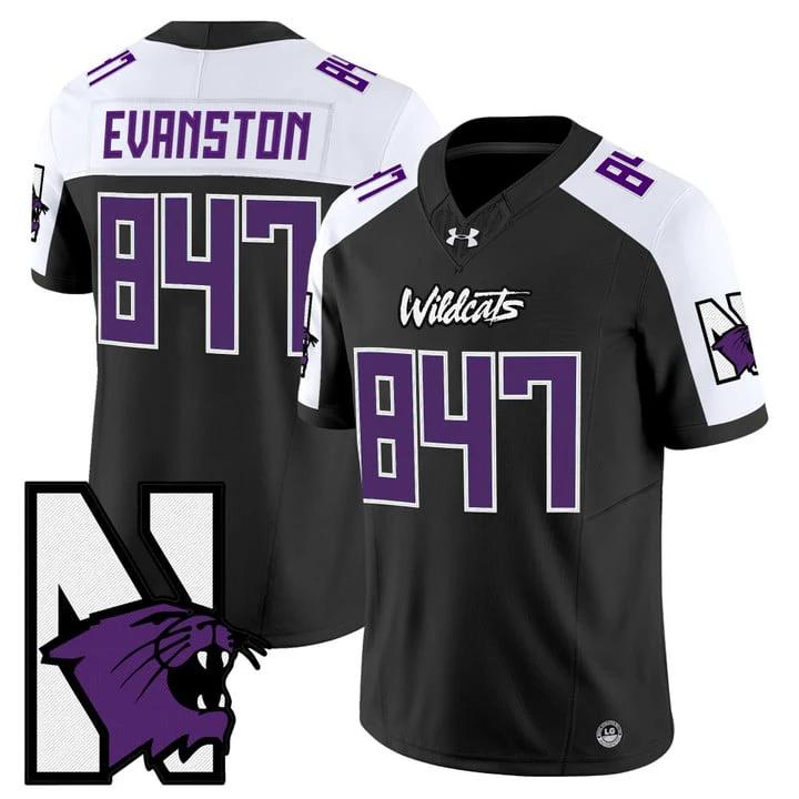 Evanston Jersey #847 Northwestern Wildcats Honoring 95 Stitched Black Alternate by NCAA Football Jersey