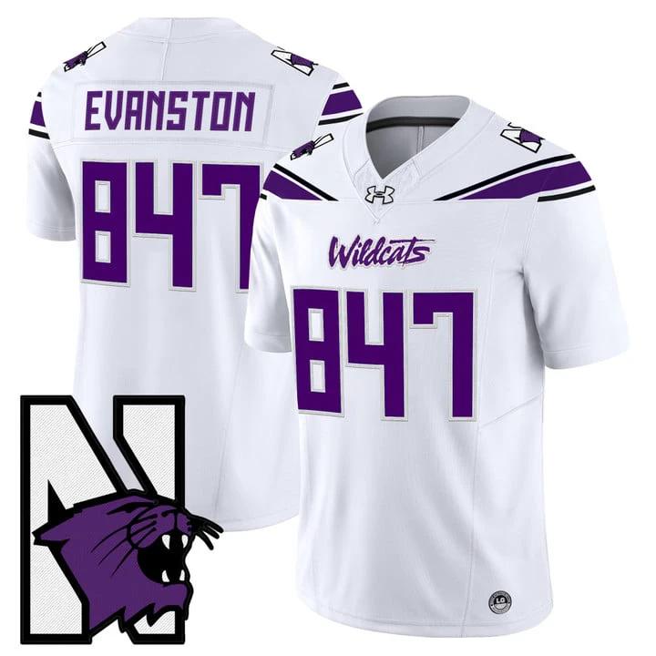 Evanston Jersey #847 Northwestern Wildcats Honoring 95 Stitched White by NCAA Football Jersey