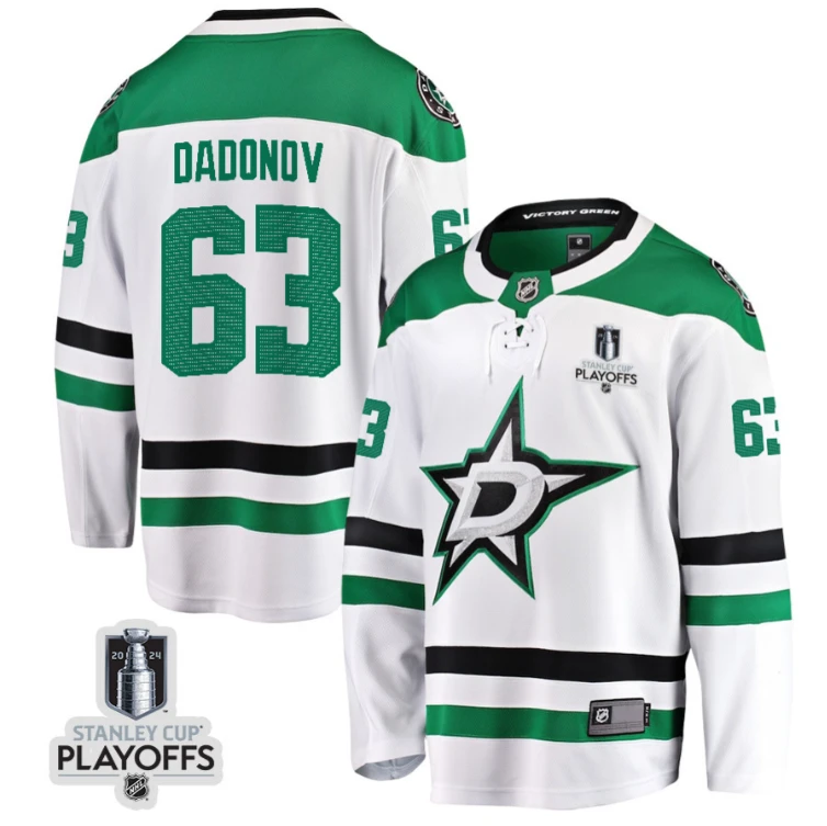 Evgenii Dadonov 63 Dallas Stars 2024 NHL Playoffs Patch Away Breakaway Jersey - Men by Hockey David