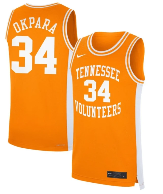 Felix Okpara Jersey #34 Tennessee Volunteers Basketball NIL Orange by My store basketball