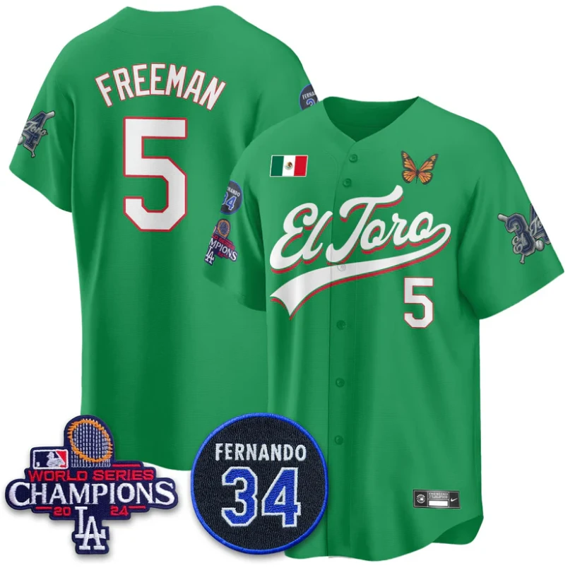 Freddie Freeman Jersey #5 Dodgers Mexican El Toro For 34 Stitched Green by My Store