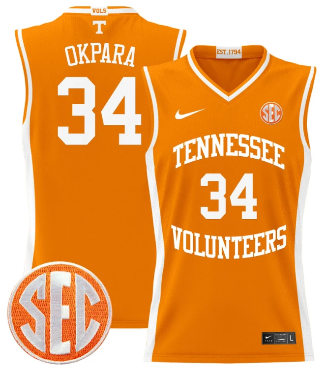 Felix Okpara Jersey #34 Tennessee Vols 2024 Lightweight Basketball Orange by My store basketball
