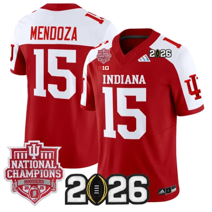 Fernando Mendoza Jersey #15 Hoosiers 2025 National Champions 2026 Patch by My Store NCAA Football Jerseys