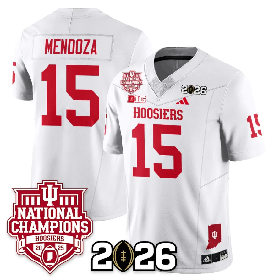 Fernando Mendoza Jersey #15 Indiana Hoosiers 2025 National Champions White by My Store NCAA Football Jerseys